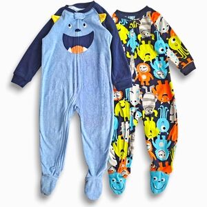 Carter's Blue and Multicolor Monster Footies